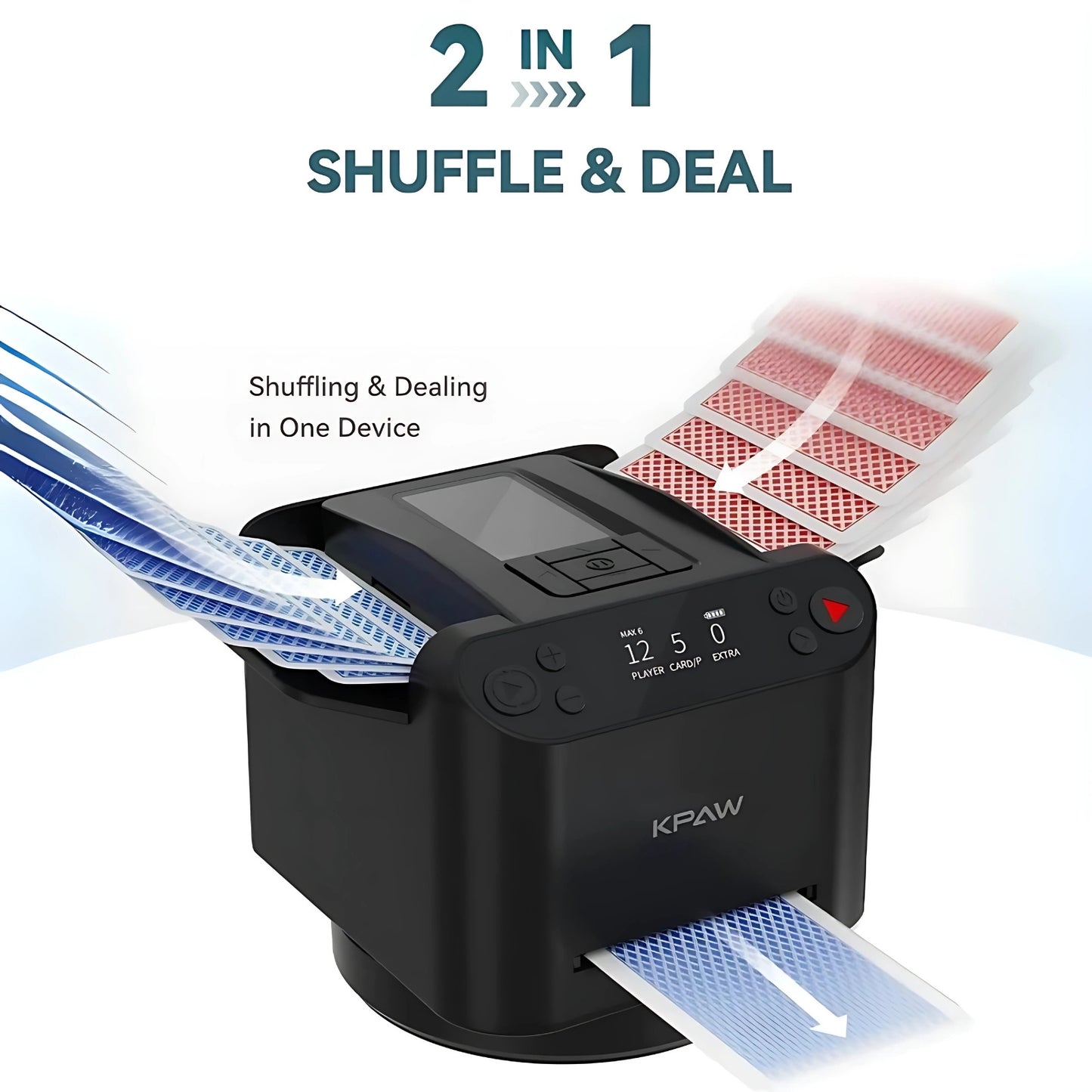 2-in-1 Automatic Card Shuffler & Dealer With 4 Card Drawing Remotes