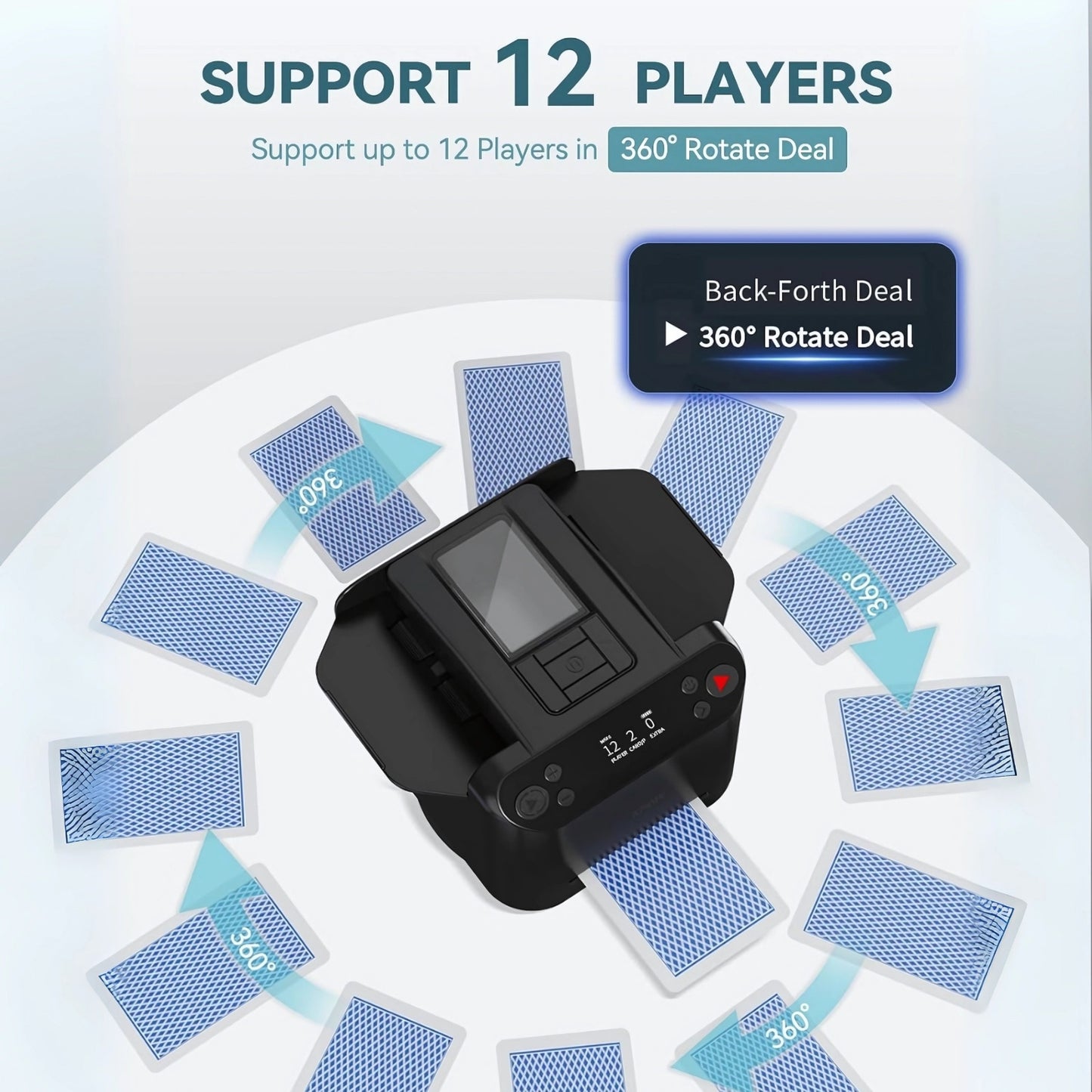2-in-1 Automatic Card Shuffler & Dealer With 4 Card Drawing Remotes
