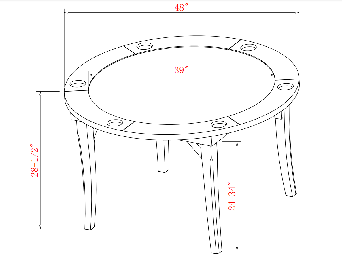 Ram Folding 6 Person Round Game Table With Chairs Available - FLDGTBL