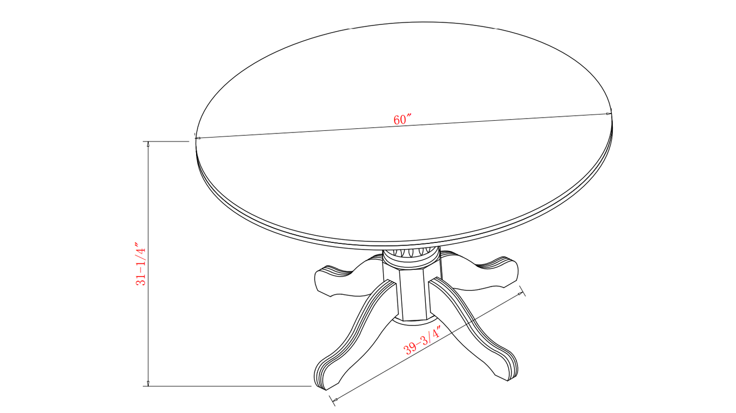 Ram 60" 8 Person Round Game Table With Chairs Available (Dining Top Included) - GTBL60