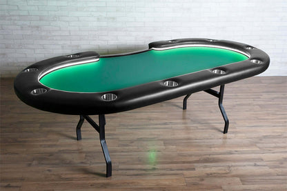 'BBO Aces Pro Alpha Folding 10 Person Oval Poker Table With Chairs Available