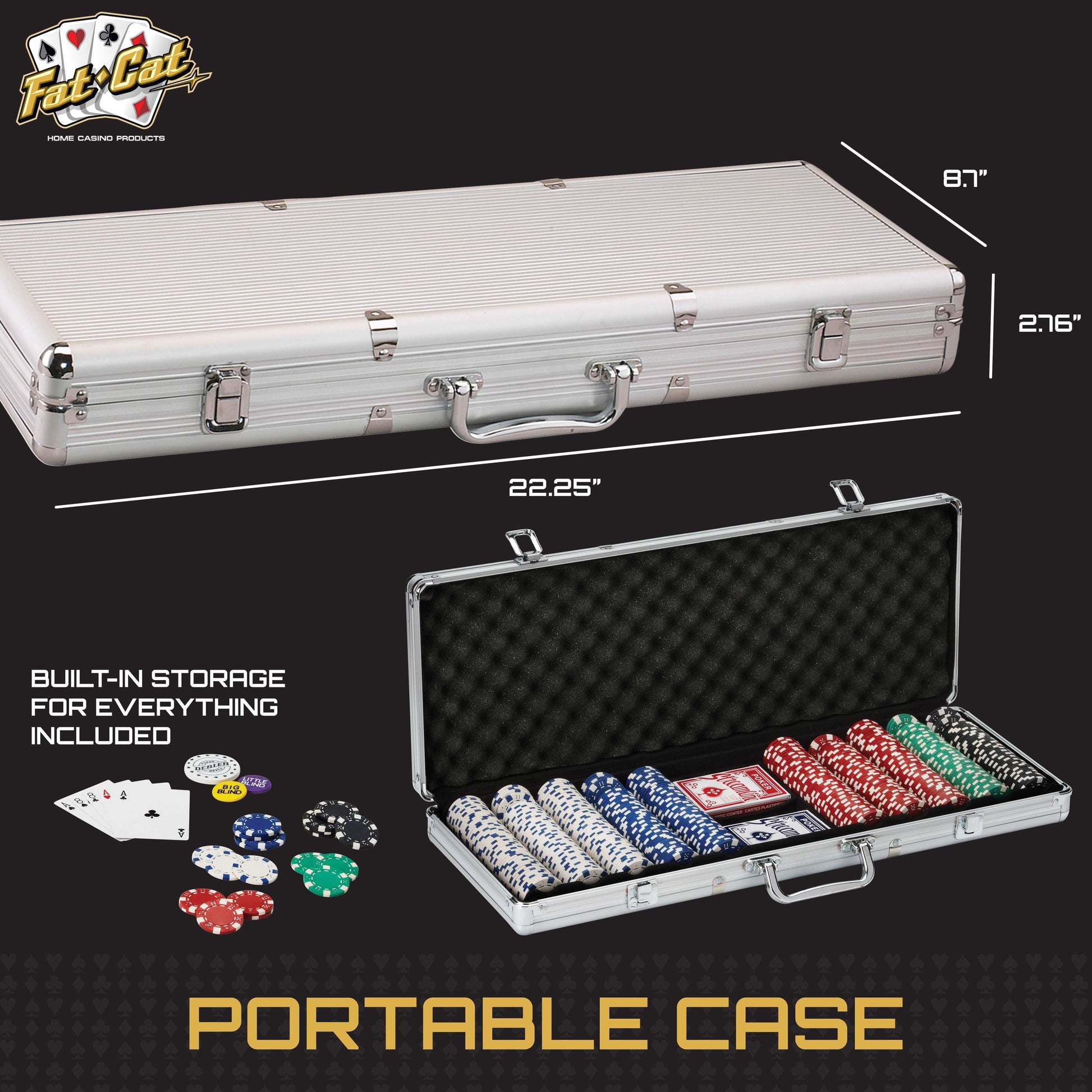 Fat Cat 500 Piece Poker Chip Set - Specs 