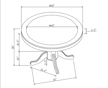 Ram 48" Game Table (Dining Top Included) - GTBL48