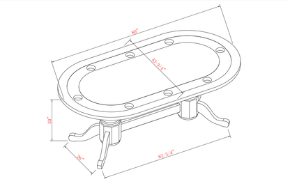 Ram Texas Hold'em Poker Table - GTBL84 (Dining Top Applicable)